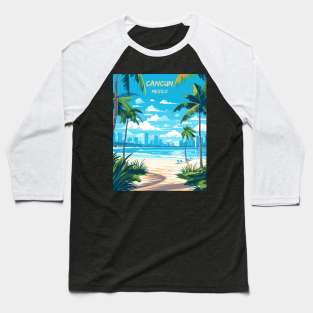 Cancun, Mexico, Beach, Water, Sand, Travel Print Baseball T-Shirt